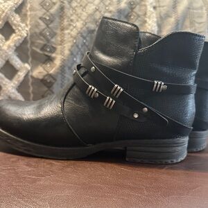 Black Ankle Boots with Strap Detailing